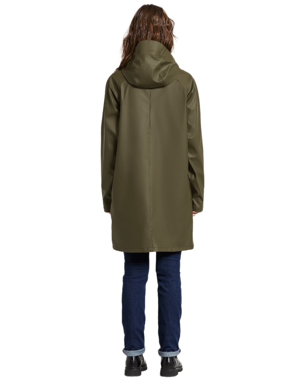 Fog Green Coloured Didriksons Womens Elly Galon Parka on white background 