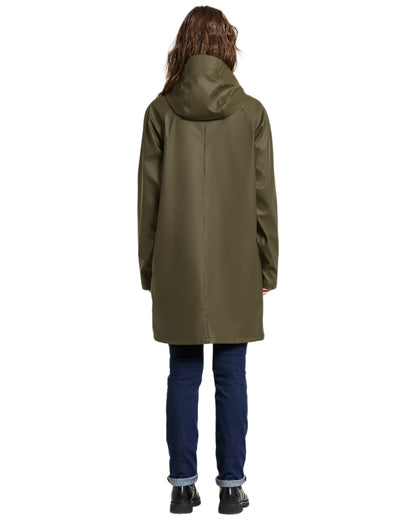 Fog Green Coloured Didriksons Womens Elly Galon Parka on white background 