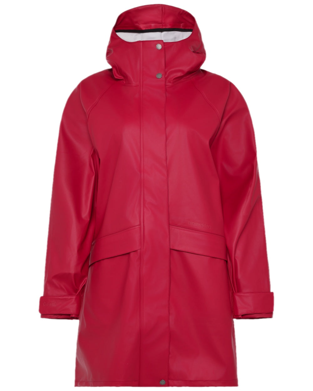 Spring Red Coloured Didriksons Womens Elly Galon Parka on white background 