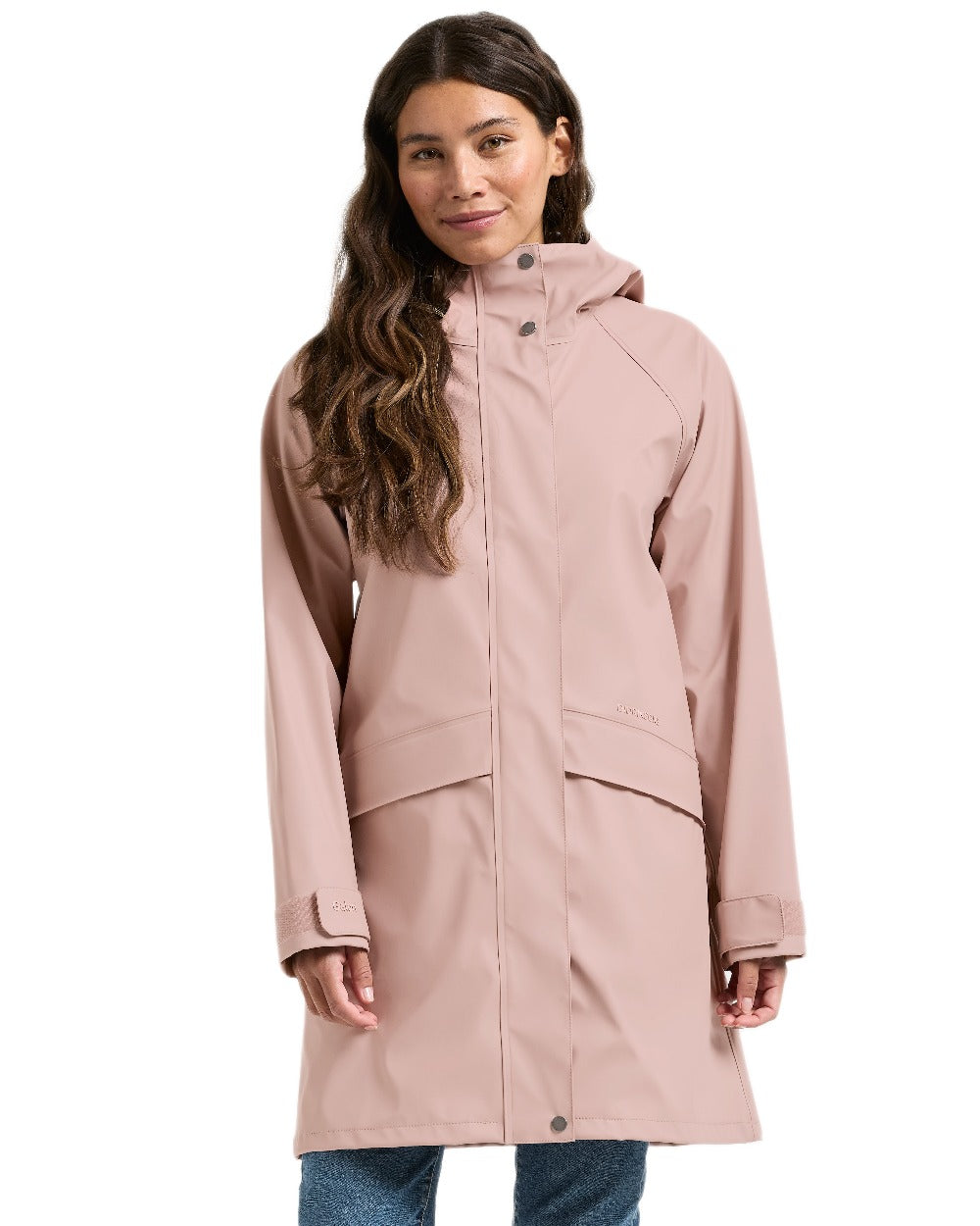 Vintage Pink Coloured Didriksons Womens Elly Galon Parka on white background 