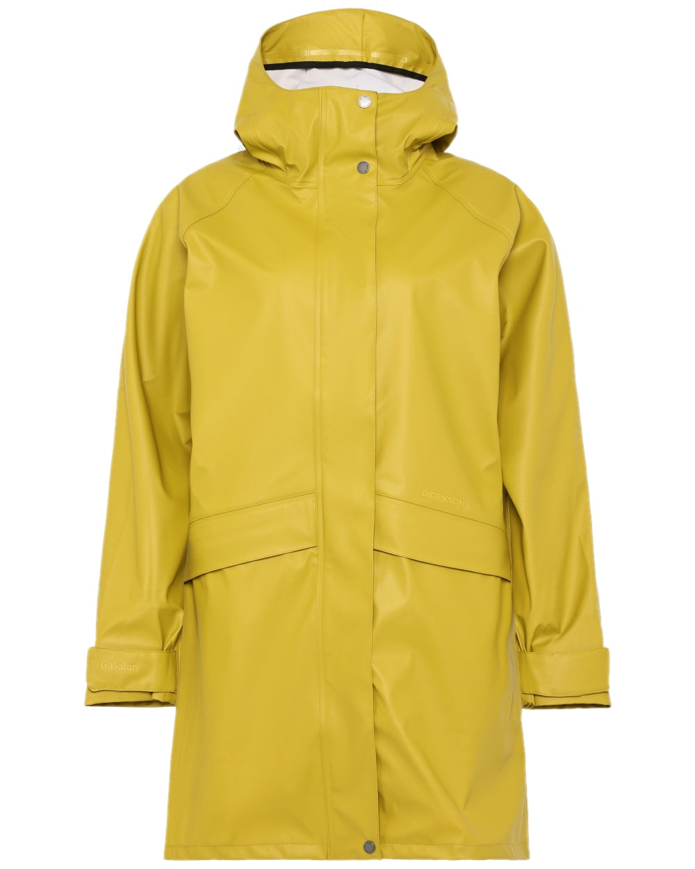 Yellow Pollen Coloured Didriksons Womens Elly Galon Parka on white background 