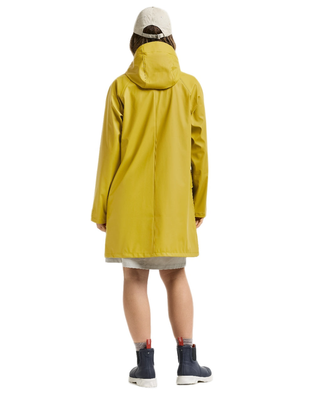 Yellow Pollen Coloured Didriksons Womens Elly Galon Parka on white background 