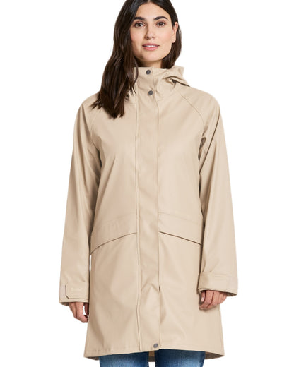 Clay Beige coloured Didriksons Womens Elly Parka 4 on white background 