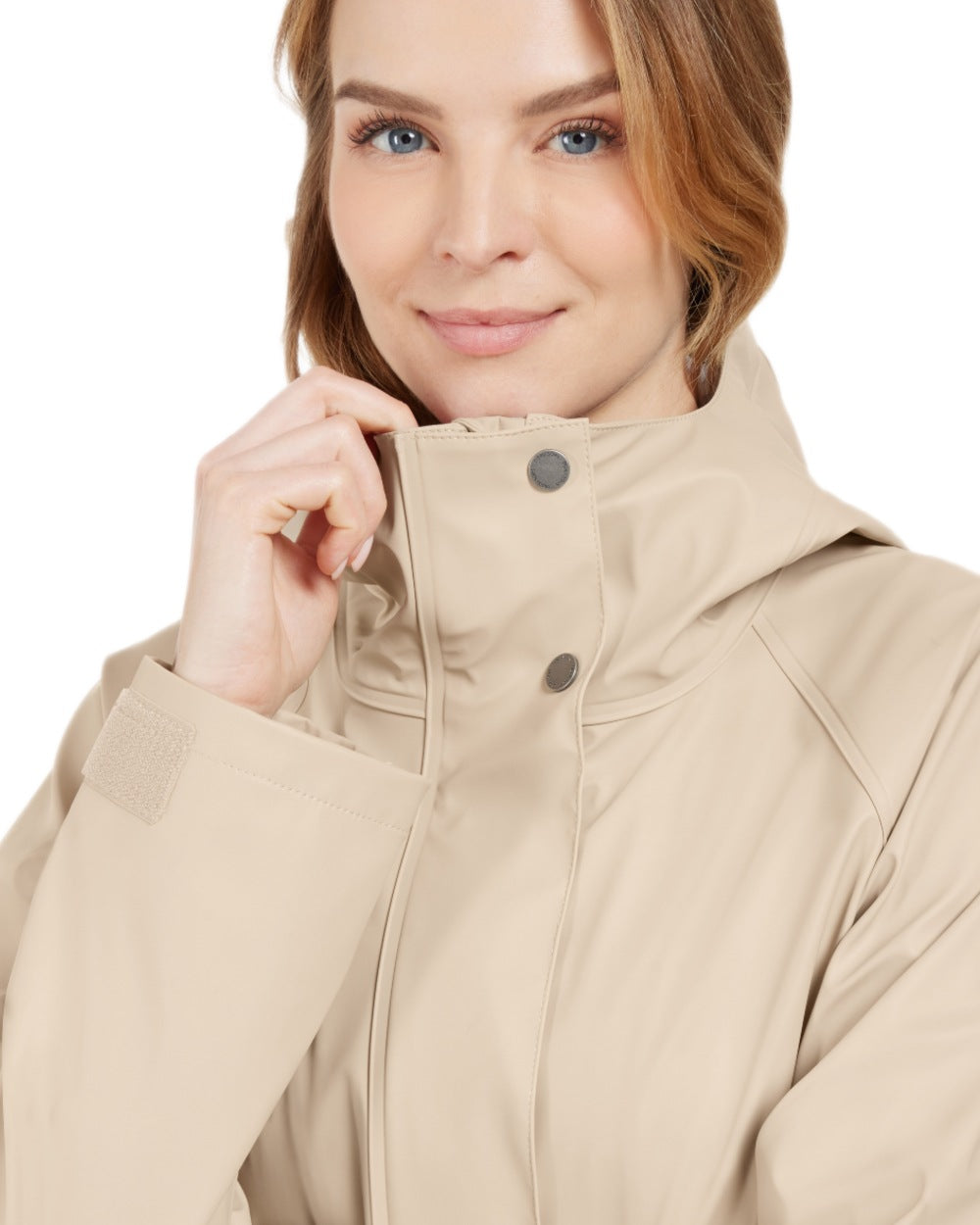 Clay Beige coloured Didriksons Womens Elly Parka 4 on white background 