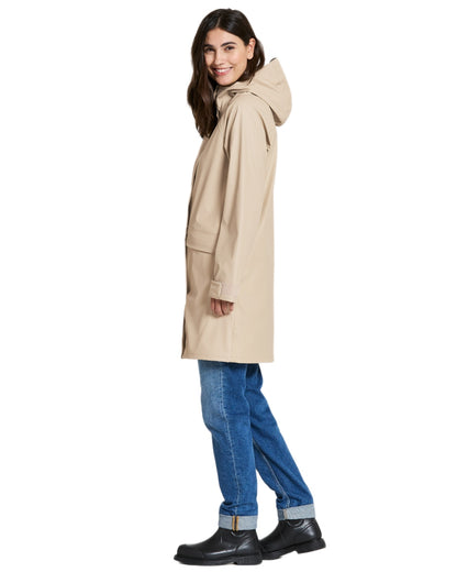 Clay Beige coloured Didriksons Womens Elly Parka 4 on white background 