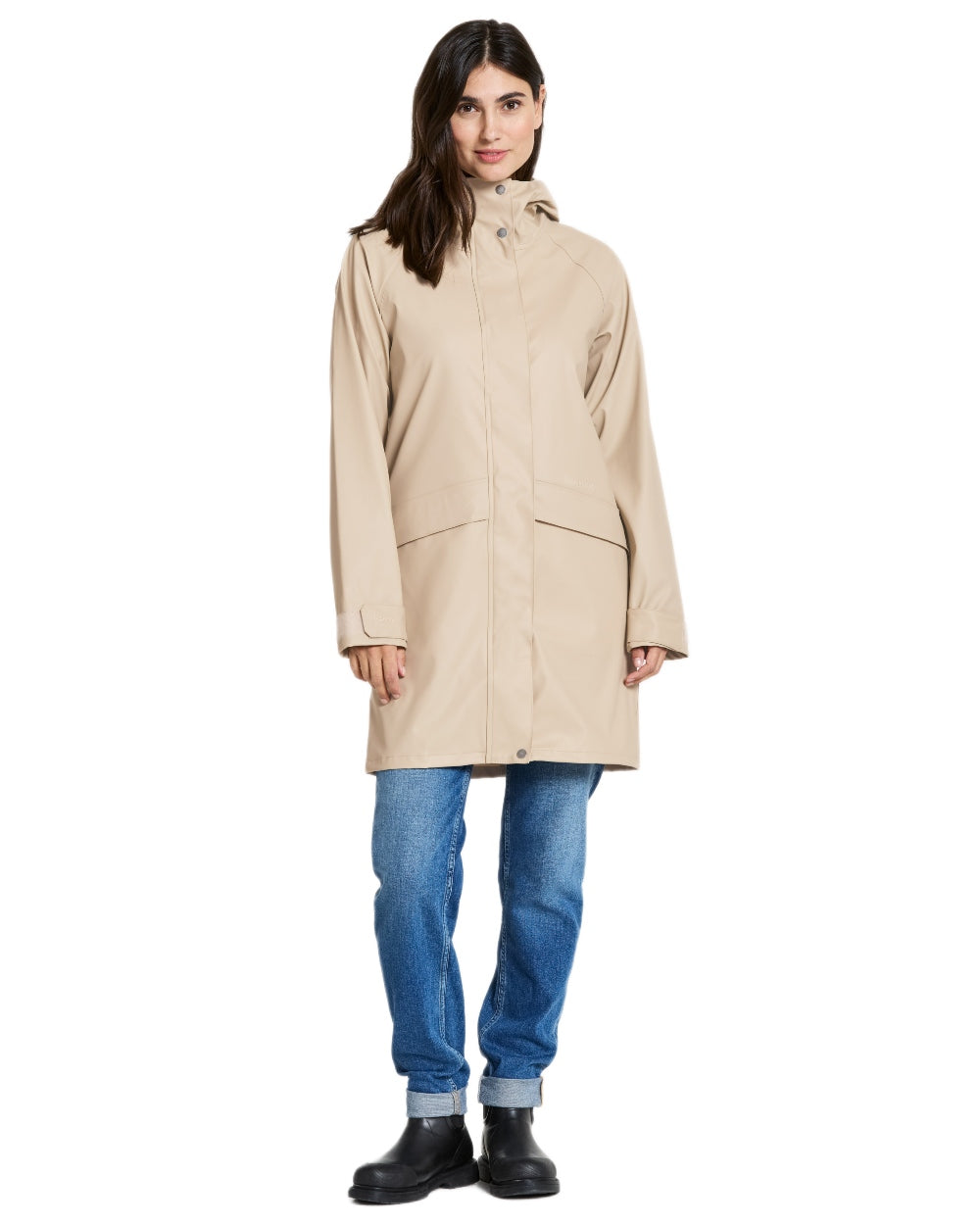 Clay Beige coloured Didriksons Womens Elly Parka 4 on white background 