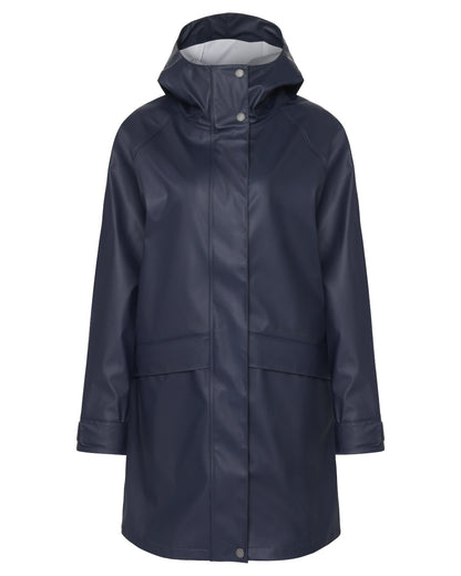 Dark Night Blue coloured Didriksons Womens Elly Parka 4 on white background 