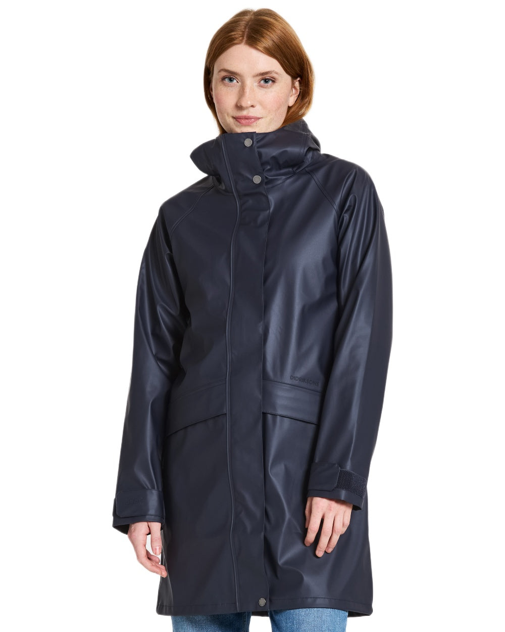 Dark Night Blue coloured Didriksons Womens Elly Parka 4 on white background 