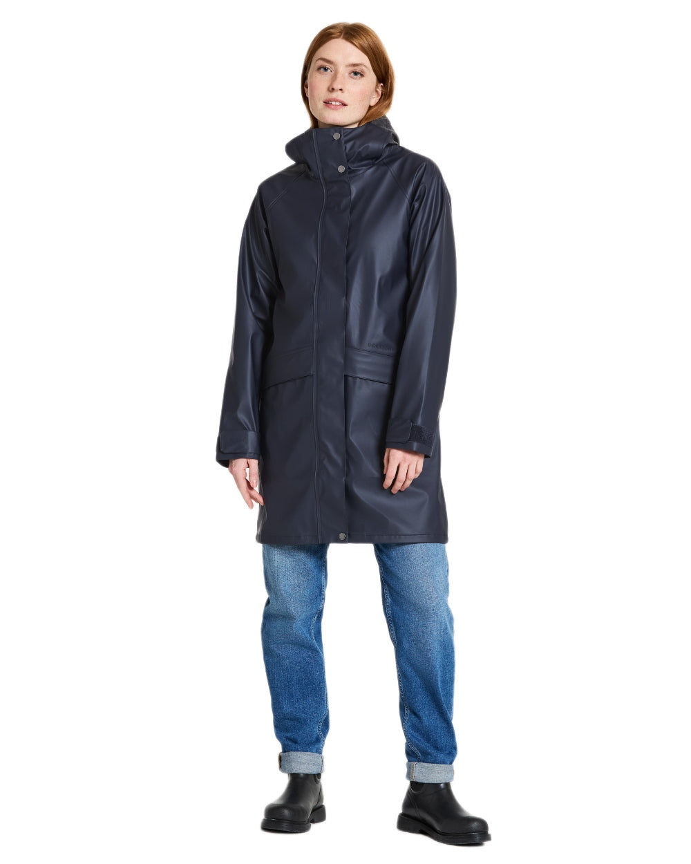 Dark Night Blue coloured Didriksons Womens Elly Parka 4 on white background 