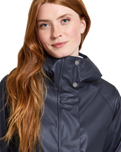 Dark Night Blue coloured Didriksons Womens Elly Parka 4 on white background 