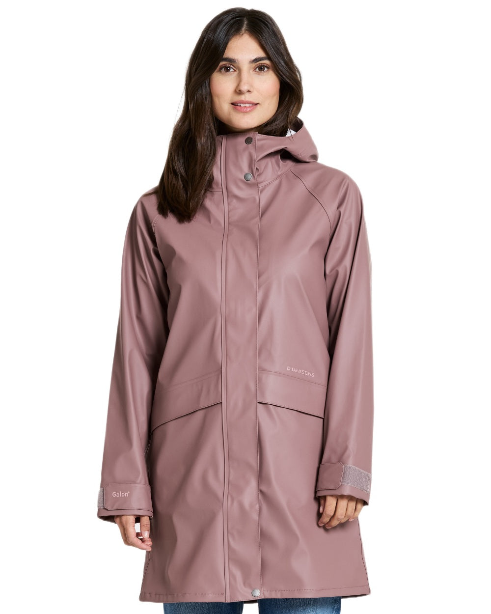 Faded Wine Blue coloured Didriksons Womens Elly Parka 4 on white background 