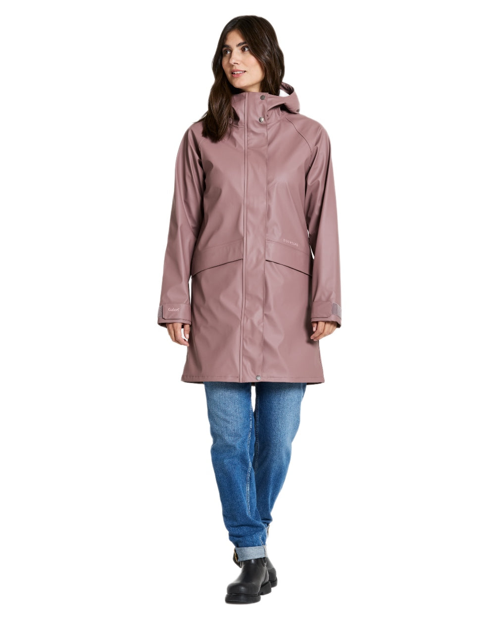 Faded Wine Blue coloured Didriksons Womens Elly Parka 4 on white background 