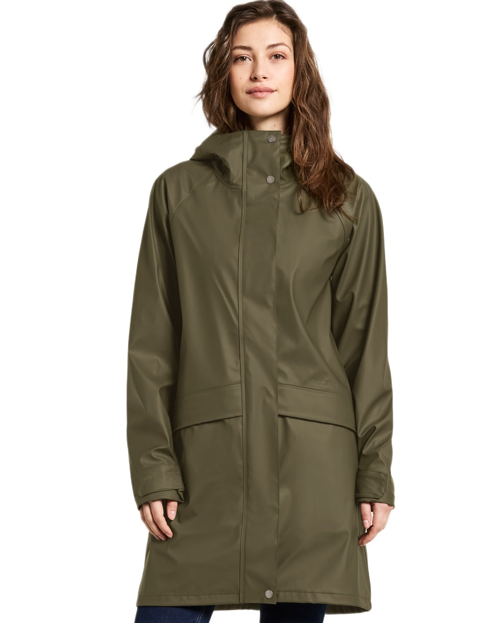 Fog Green coloured Didriksons Womens Elly Parka 4 on white background 