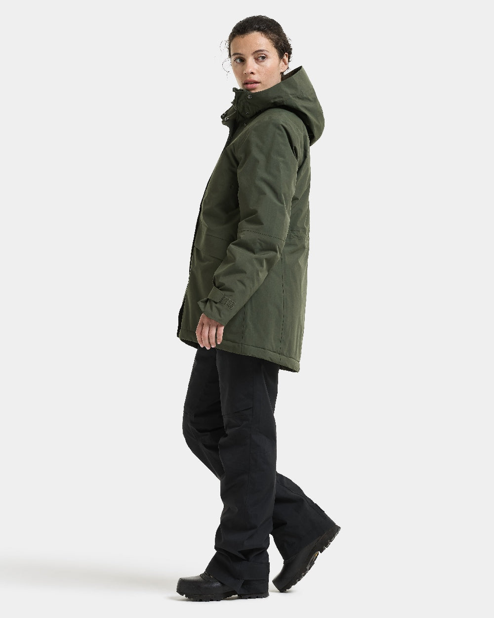 Deep Green Coloured Didriksons Womens Essa Jacket on White Background 