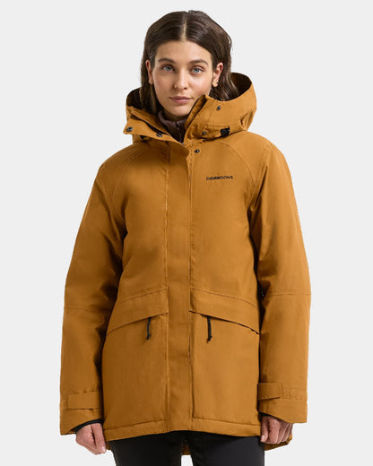 Spice Brown Coloured Didriksons Womens Essa Jacket on White Background 