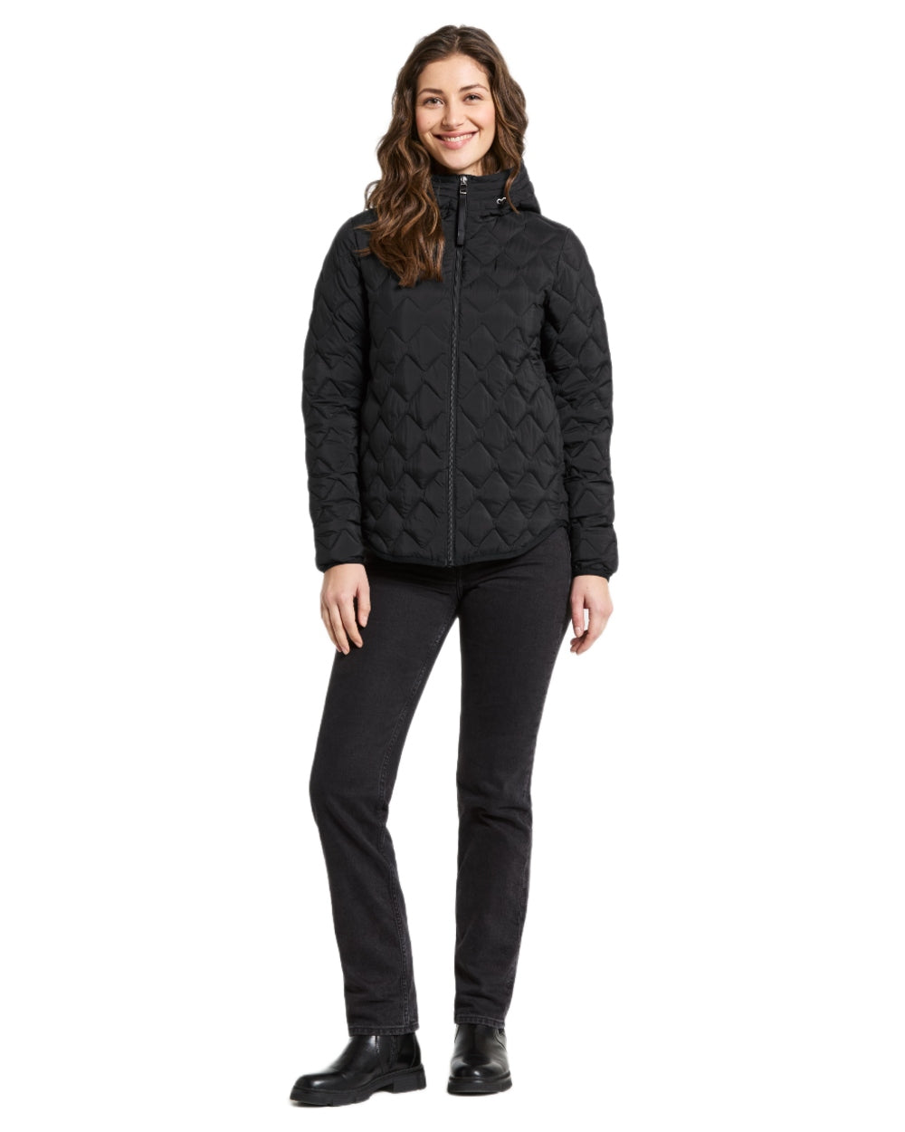 Black coloured Didriksons Womens Evelyn Jacket on white background 