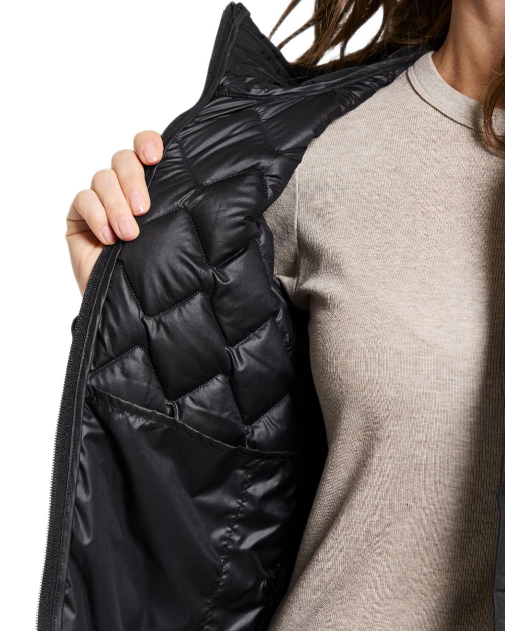 Black coloured Didriksons Womens Evelyn Jacket on white background 