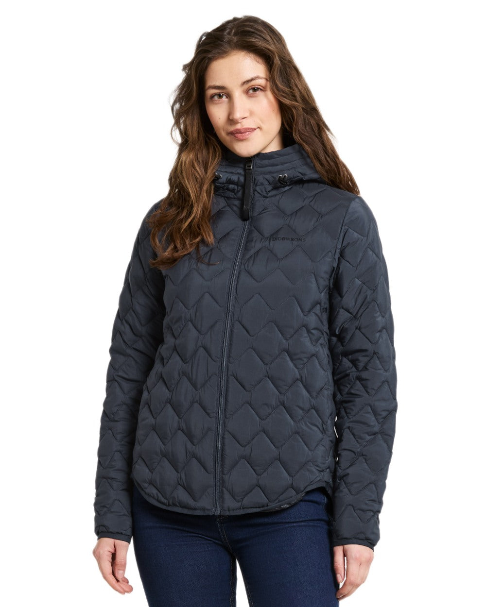 Sleepy Blue coloured Didriksons Womens Evelyn Jacket on white background 