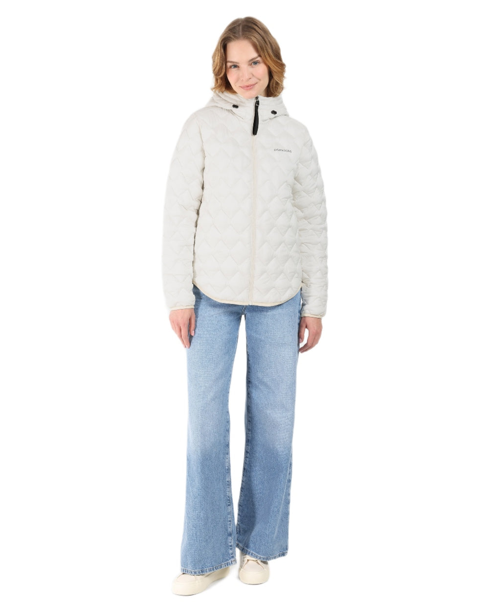 White Foam coloured Didriksons Womens Evelyn Jacket on white background 