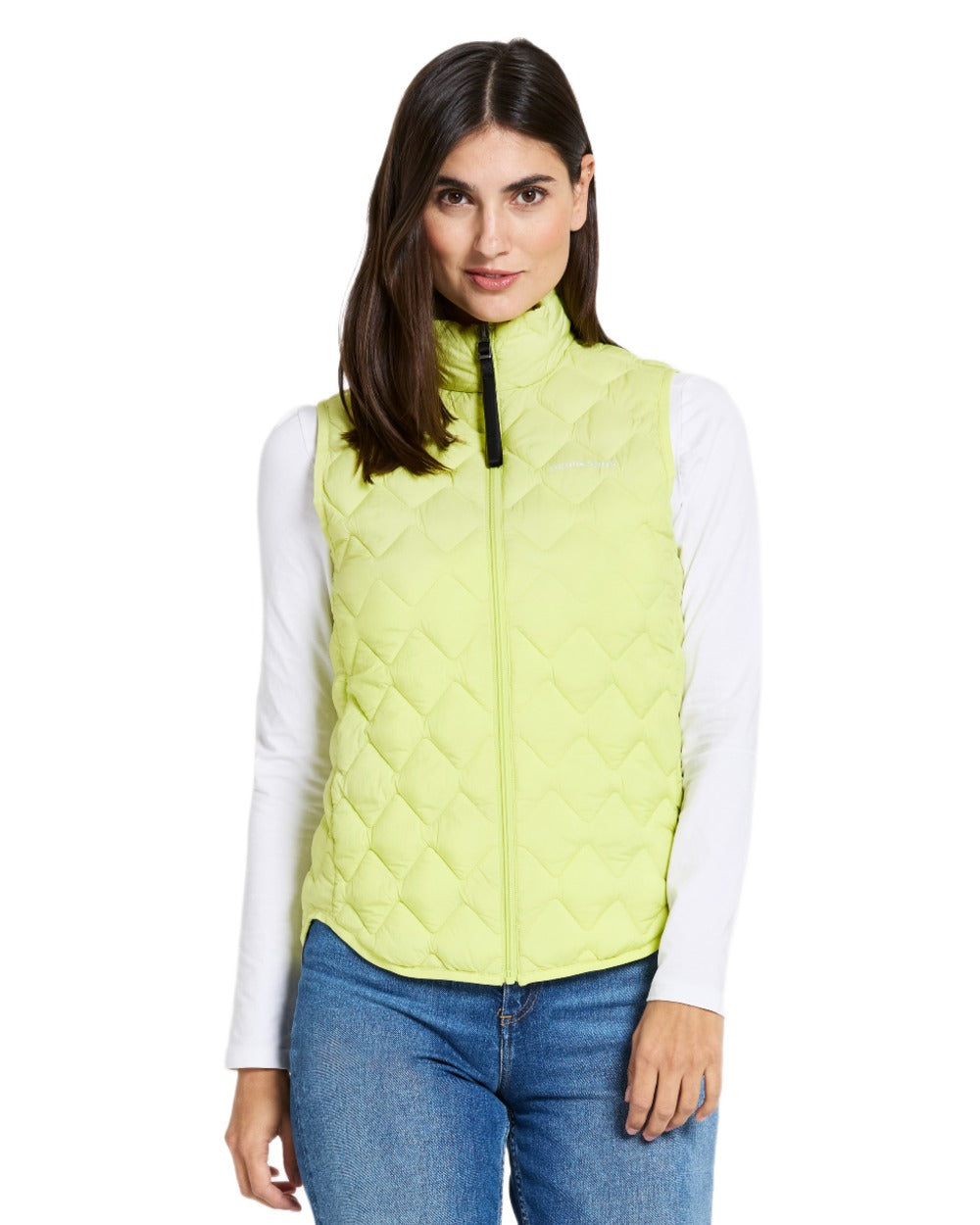 Light Avocado coloured Didriksons Womens Evy Vest on white background 
