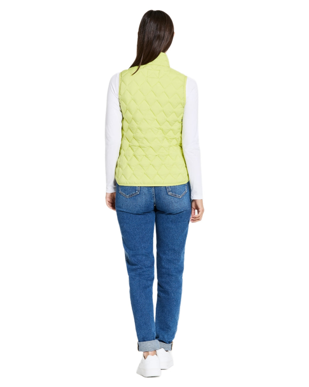 Light Avocado coloured Didriksons Womens Evy Vest on white background 