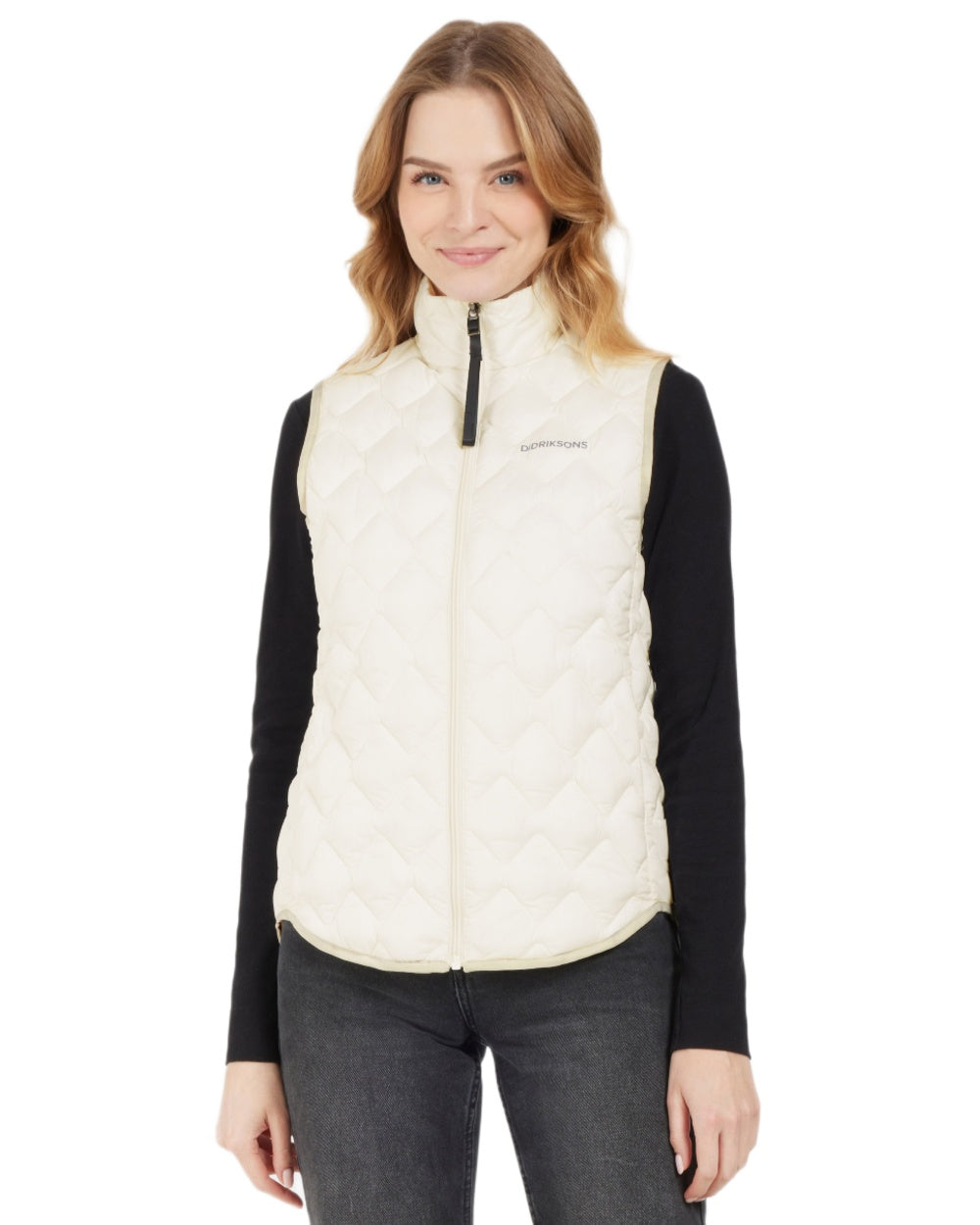 White Foam coloured Didriksons Womens Evy Vest on white background 
