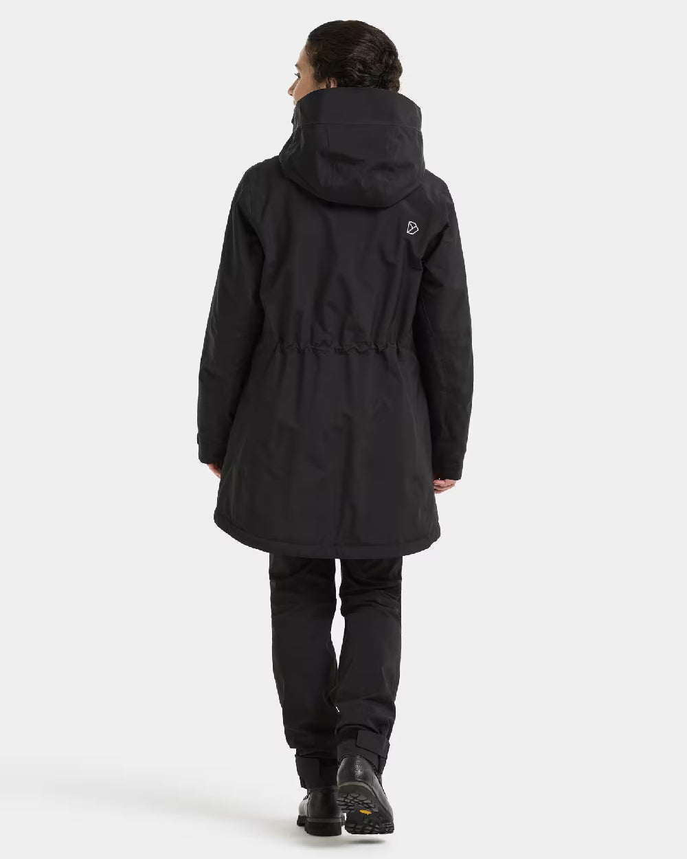 Black Coloured Didriksons Womens Felia Parka on White Background 