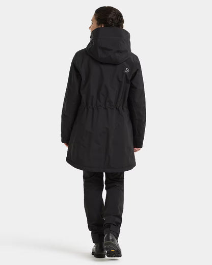 Black Coloured Didriksons Womens Felia Parka on White Background 