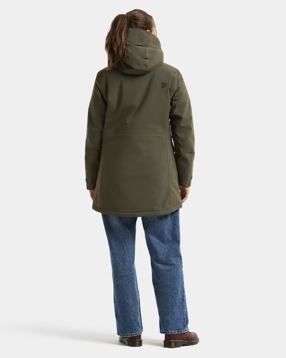 Deep Green Coloured Didriksons Womens Felia Parka on White Background 