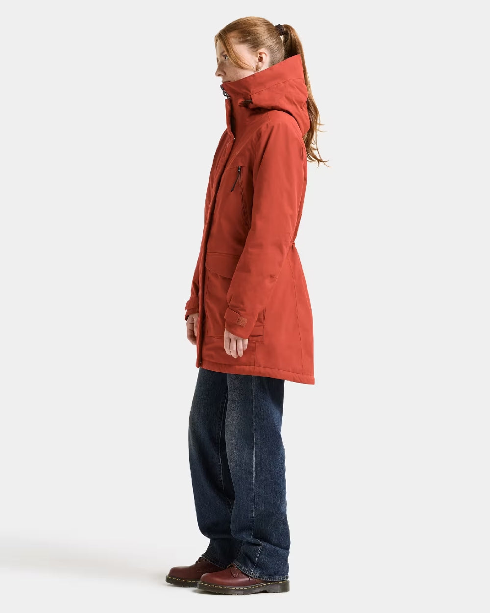 Rust Coloured Didriksons Womens Felia Parka on White Background 
