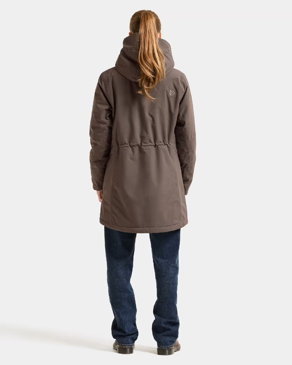 Mocha Brown Coloured Didriksons Womens Felia Parka on White Background 