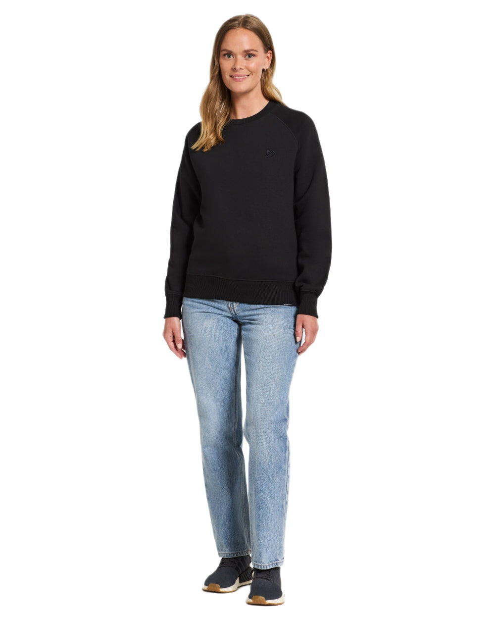 Black coloured Didriksons Womens Fyn Sweater on white background 