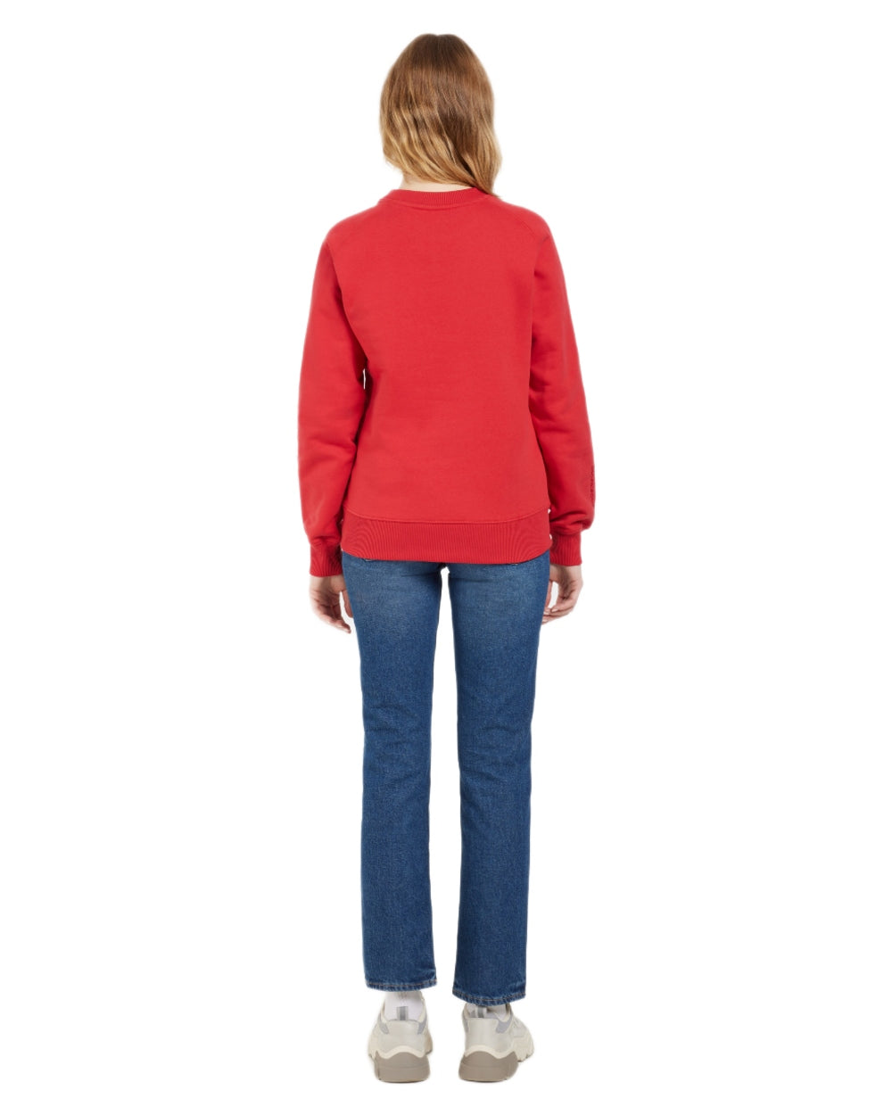 Pomme Red coloured Didriksons Womens Fyn Sweater on white background 