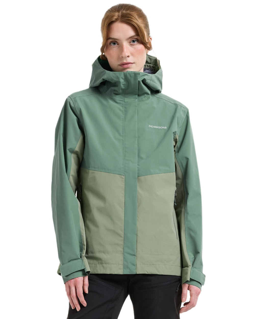 Light Moss coloured Didriksons Womens Grit Jacket 4 on white background 