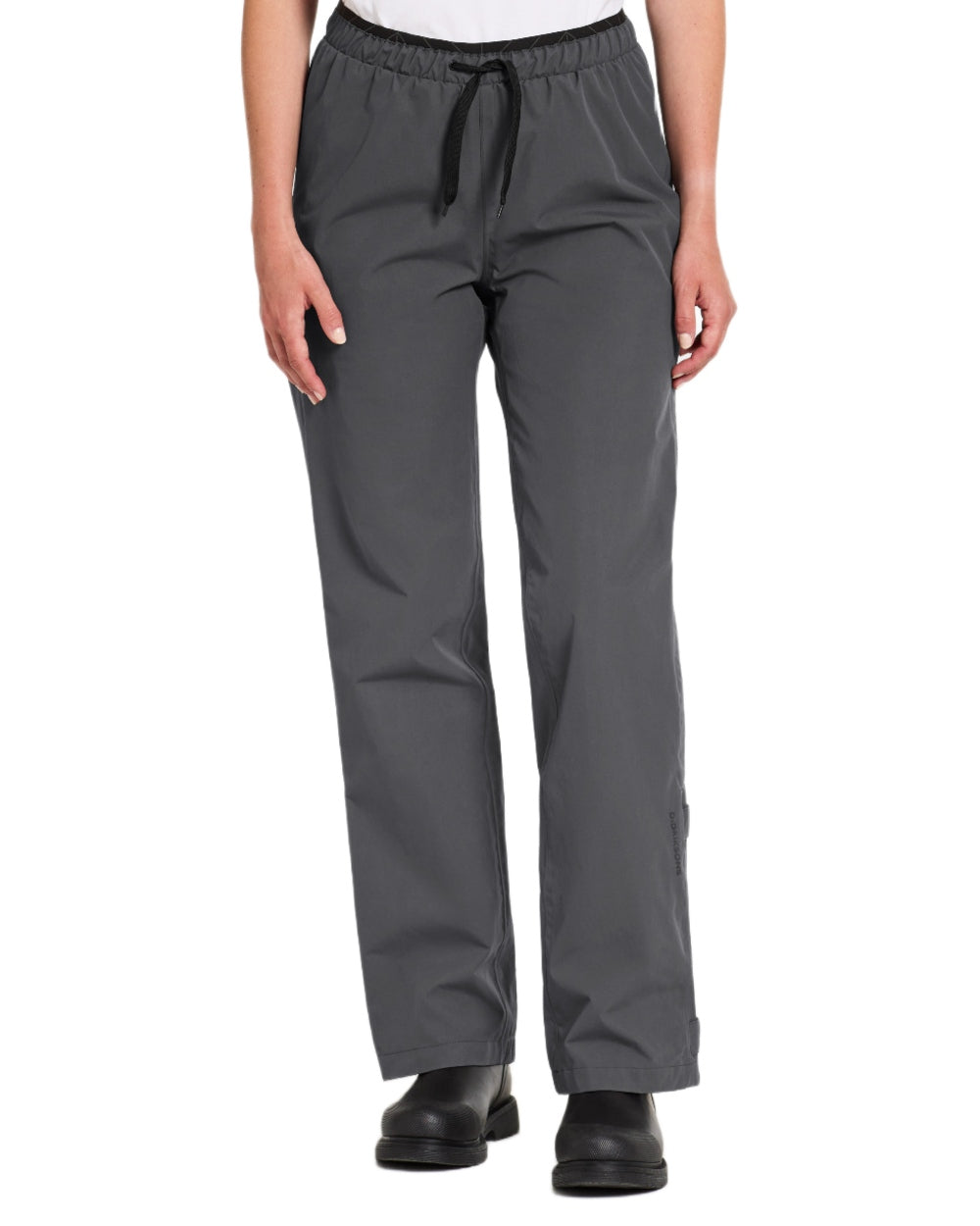 Coal Black coloured Didriksons Womens Grit Pants on white background 