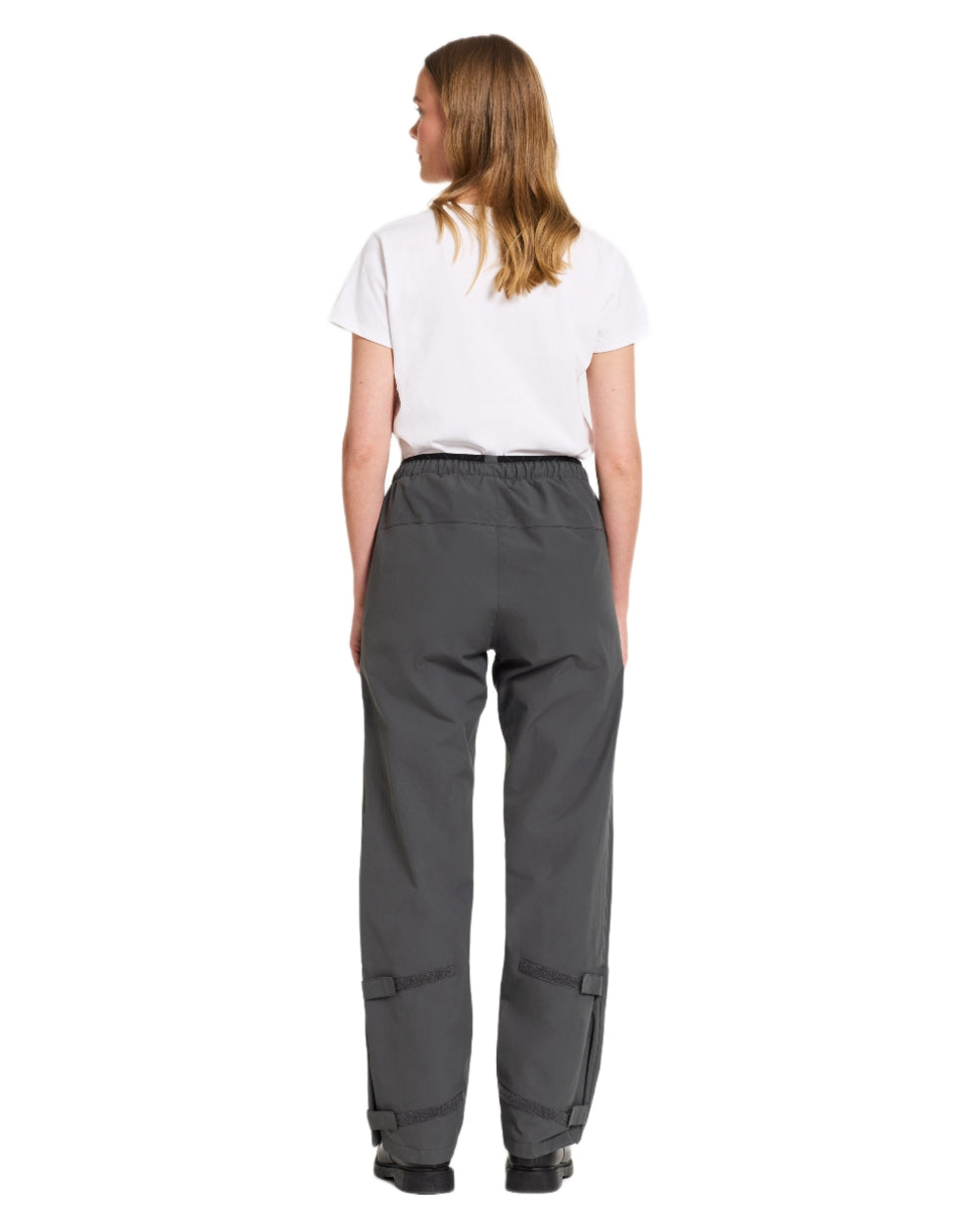 Coal Black coloured Didriksons Womens Grit Pants on white background 