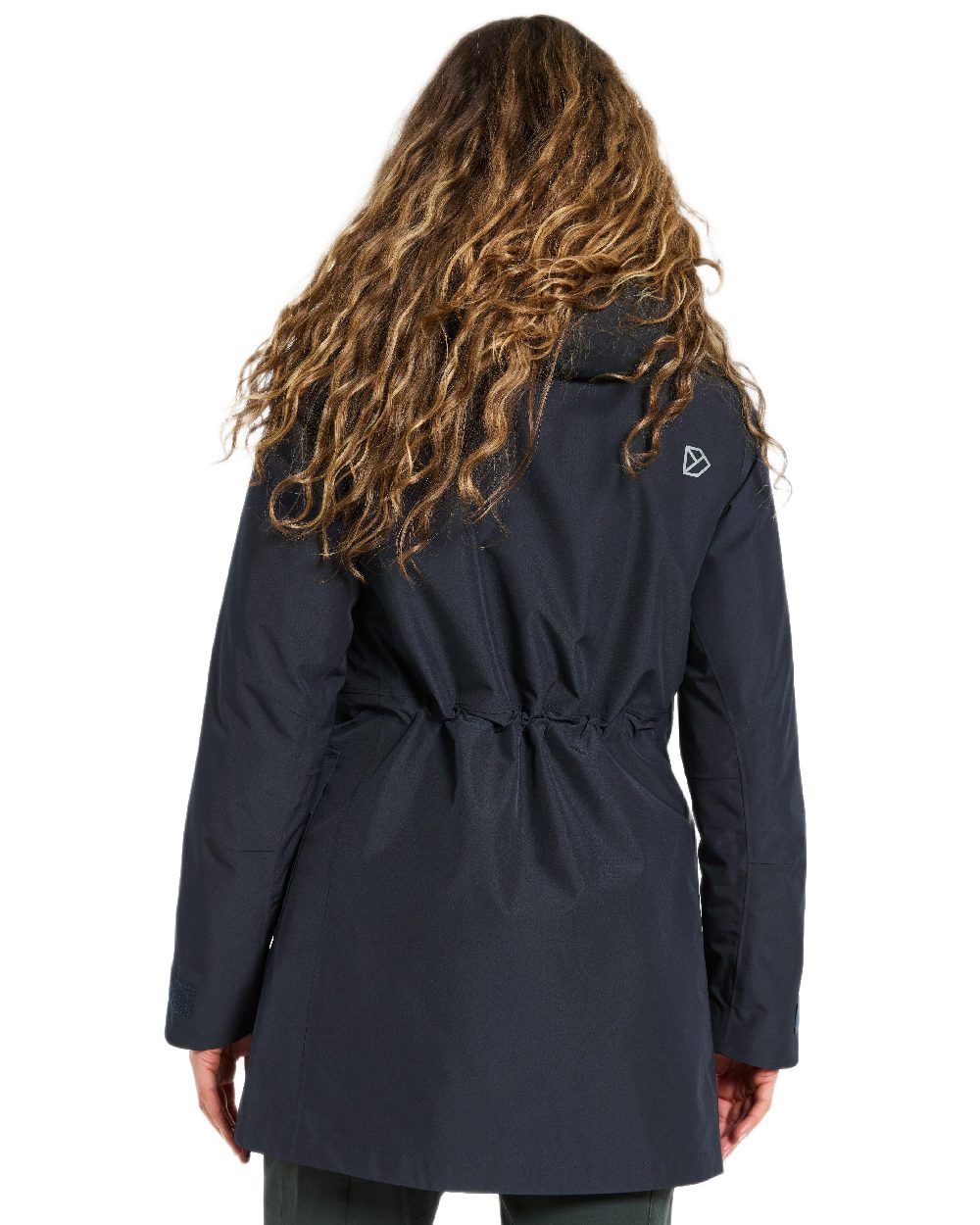 Dark Night Blue Coloured Didriksons Womens Harriet Parka on white background 