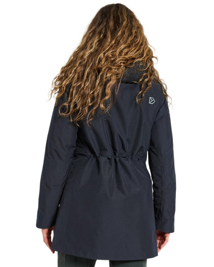 Dark Night Blue Coloured Didriksons Womens Harriet Parka on white background 