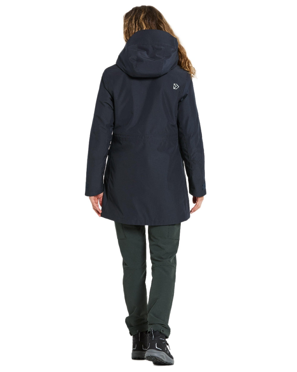 Dark Night Blue Coloured Didriksons Womens Harriet Parka on white background 