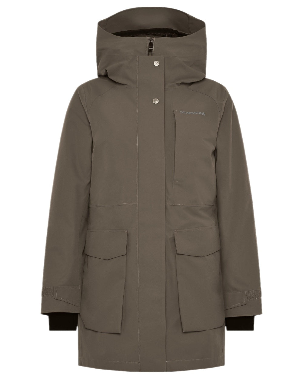 Mocha Brown Coloured Didriksons Womens Harriet Parka on white background 
