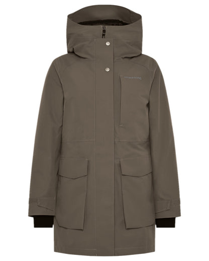 Mocha Brown Coloured Didriksons Womens Harriet Parka on white background 
