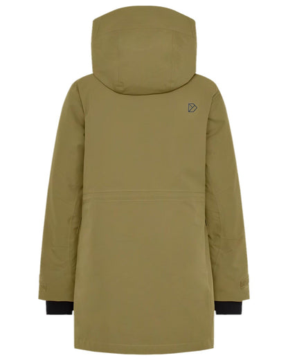 Olive Green Coloured Didriksons Womens Harriet Parka on white background 