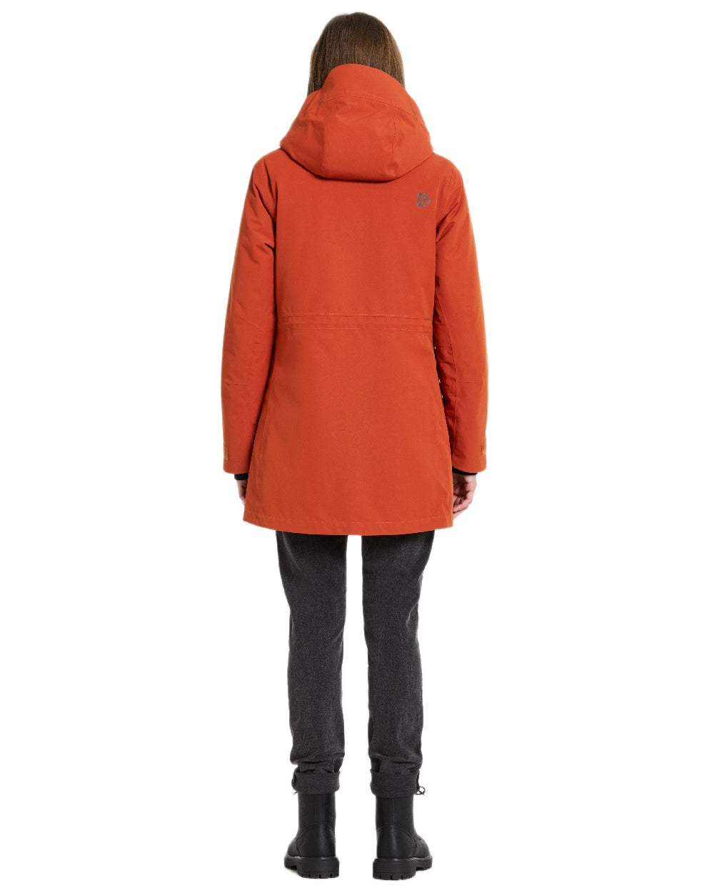 Rust Coloured Didriksons Womens Harriet Parka on white background 