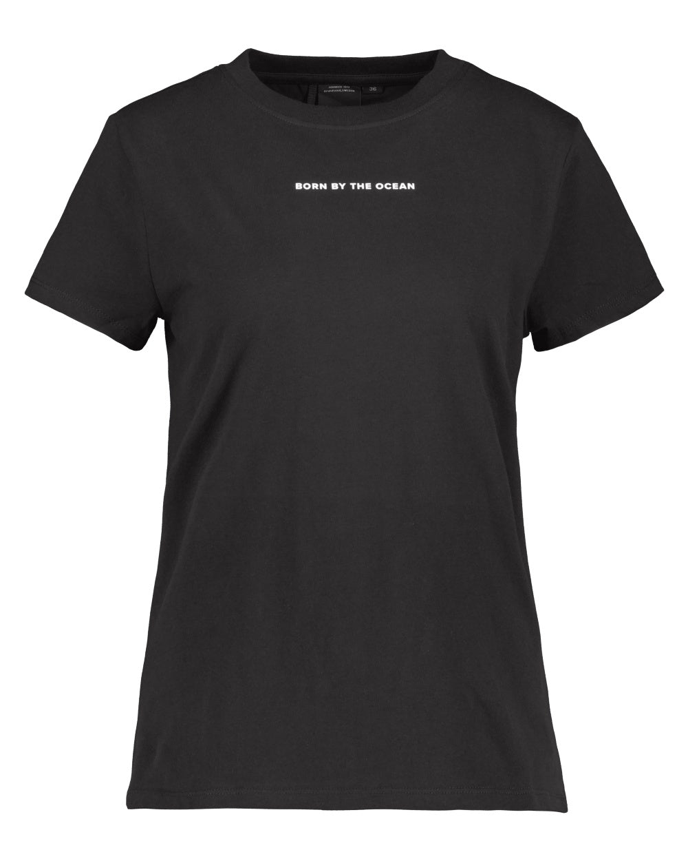 Black coloured Didriksons Womens Ingaro Printed T-Shirt on white background 