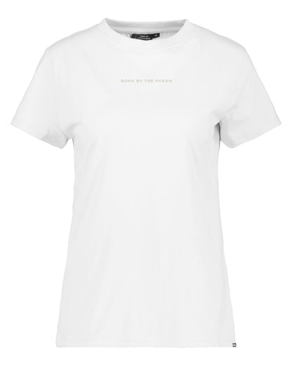 Snow White coloured Didriksons Womens Ingaro Printed T-Shirt on white background 