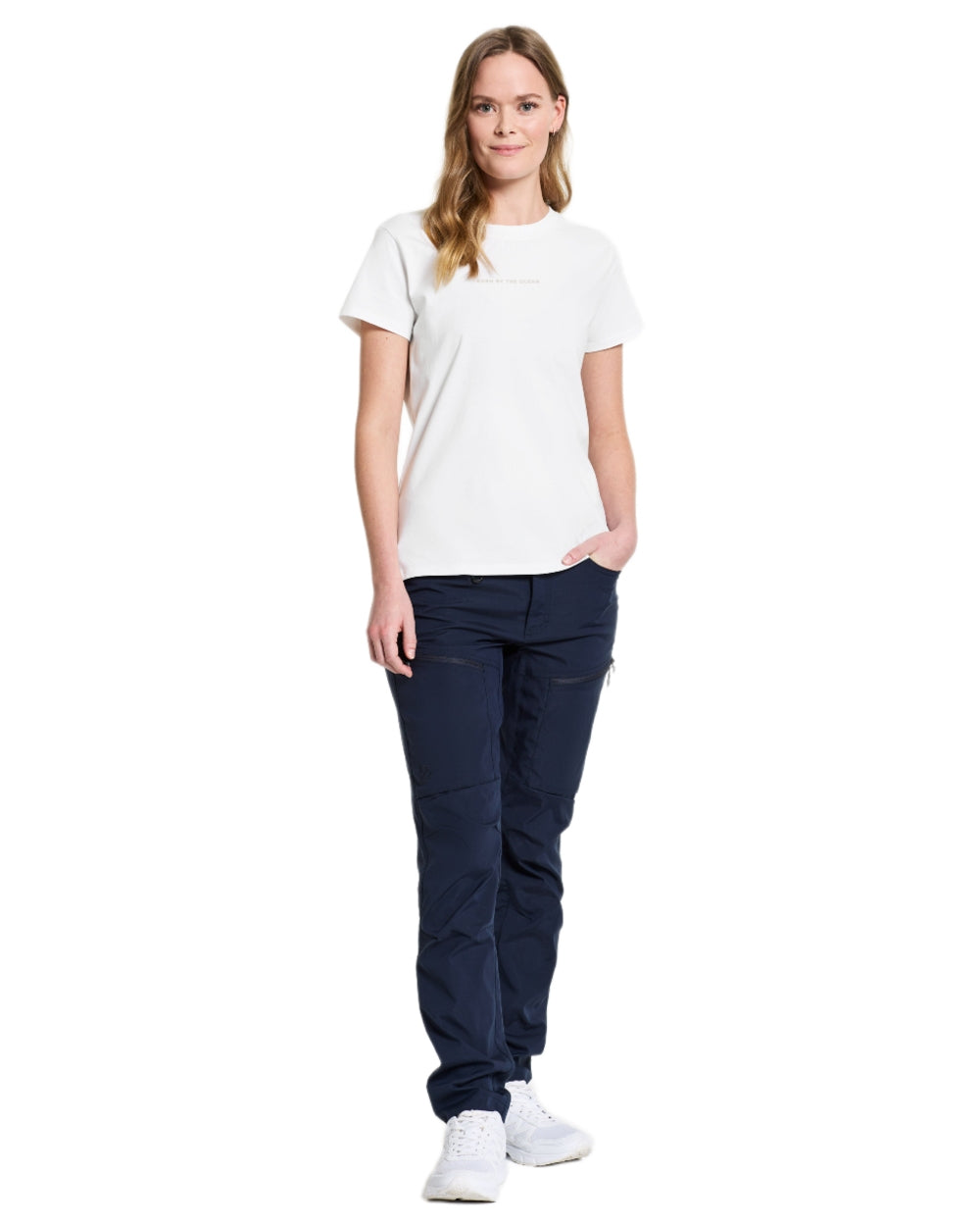 Snow White coloured Didriksons Womens Ingaro Printed T-Shirt on white background 