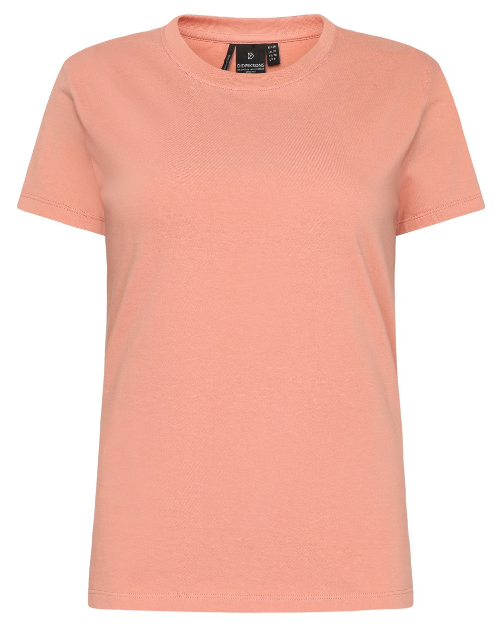 Clay Pink coloured Didriksons Womens Ingaro T-Shirt on white background 