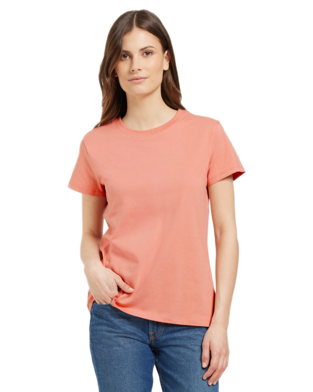Clay Pink coloured Didriksons Womens Ingaro T-Shirt on white background 