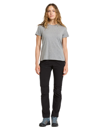 Grey Melange coloured Didriksons Womens Ingaro T-Shirt on white background 