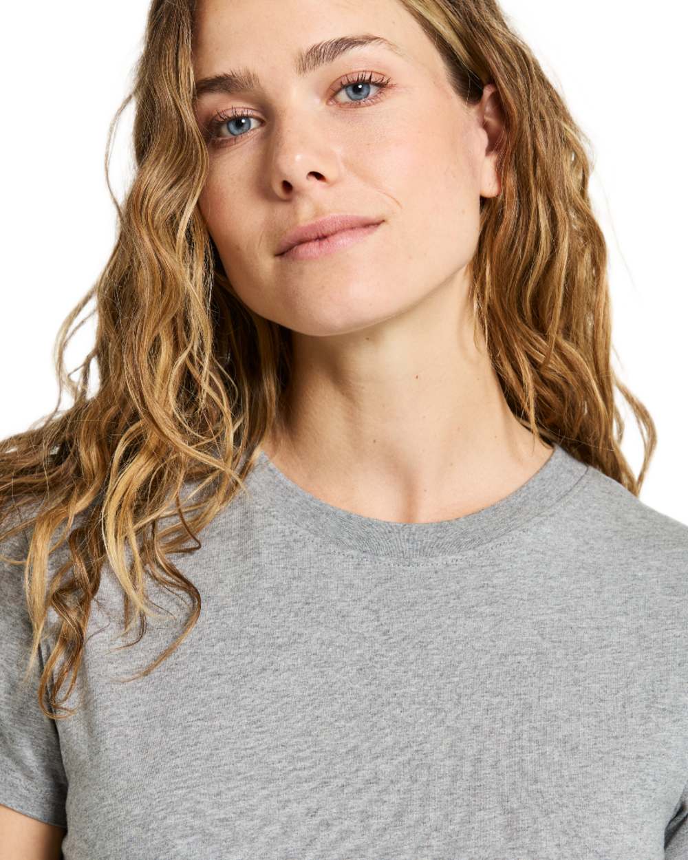 Grey Melange coloured Didriksons Womens Ingaro T-Shirt on white background 